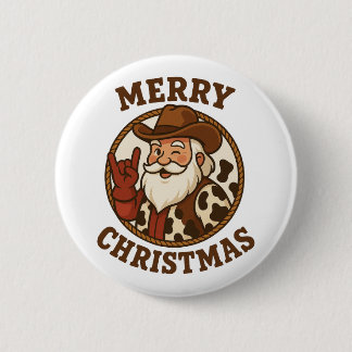 Macaron Rond 5 Cm Merry Christmas Cowboy Santa Retro Western