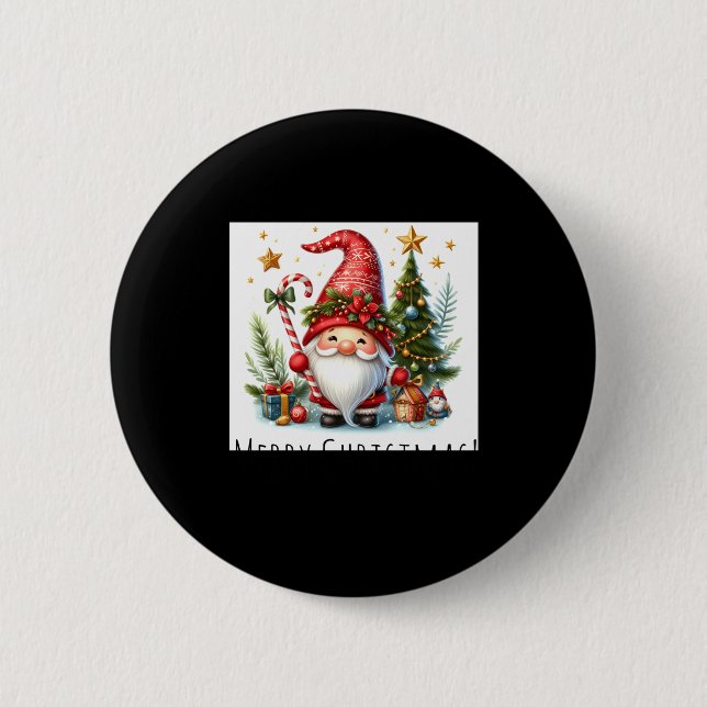 Macaron Rond 5 Cm Merry Christmas Cute Christmas Gnome And More  (Devant)