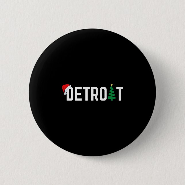 Macaron Rond 5 Cm Merry Christmas Detroit Happy Holidays Michigan Sa (Devant)