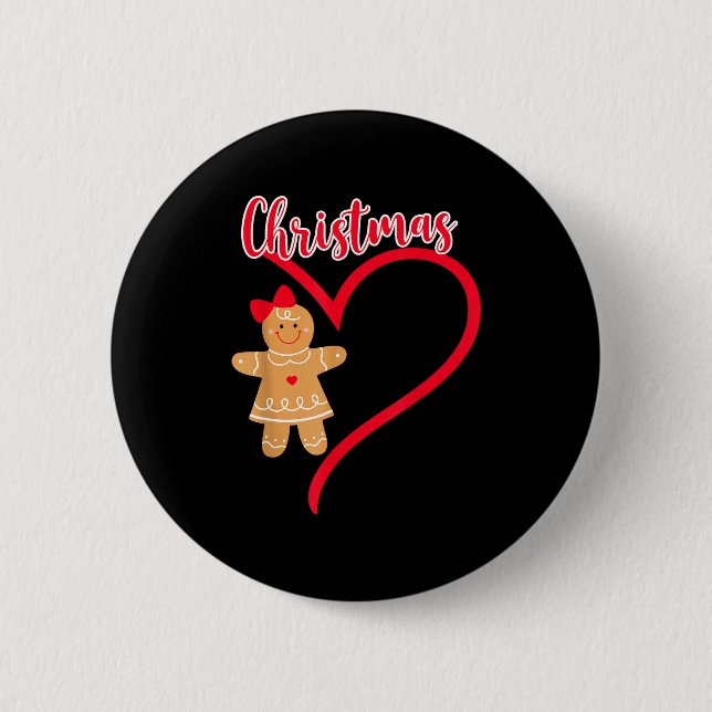 Macaron Rond 5 Cm Merry Christmas Gingerbread Couple Christmas Pajam (Devant)