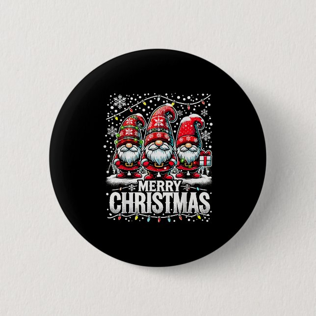 Macaron Rond 5 Cm Merry Christmas Gnome Funny Family Christmas  (Devant)