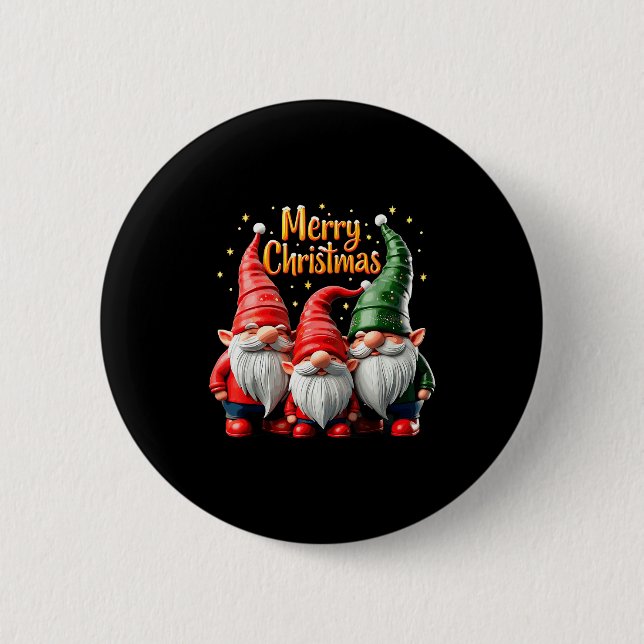 Macaron Rond 5 Cm Merry Christmas Gnomes Cozy Winter Gatherings  (Devant)