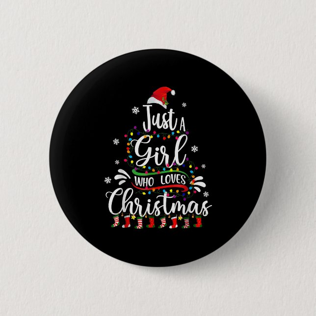 Macaron Rond 5 Cm Merry Christmas Just A Girl Who Loves Christmas Tr (Devant)