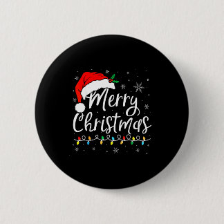 Macaron Rond 5 Cm Merry Christmas Lights Santa Hat Xmas Family Match