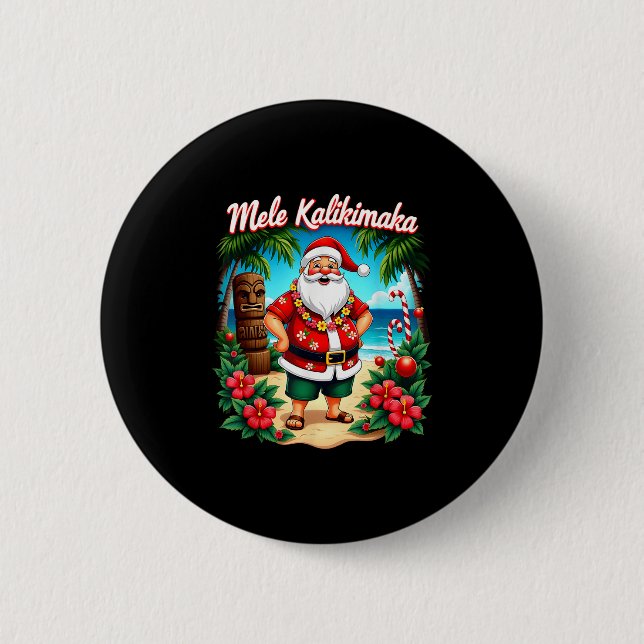Macaron Rond 5 Cm Merry Christmas Mele Kalikimaka Trocal Hawaiian Sa (Devant)
