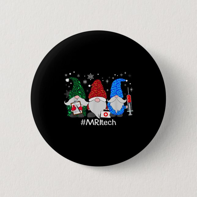 Macaron Rond 5 Cm Merry Christmas Mri Tech Gnomes Cute Xmas Leopard  (Devant)