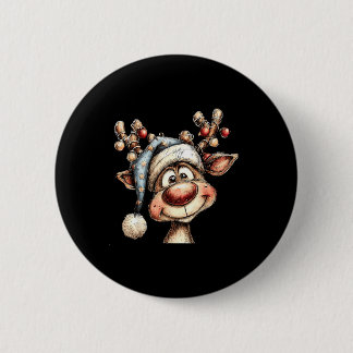 Macaron Rond 5 Cm Merry Christmas Reindeer Men Women Family Matching
