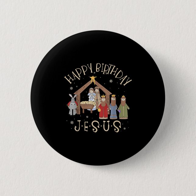 Macaron Rond 5 Cm Merry Christmas Tee Uni-christian Family Group Chi (Devant)