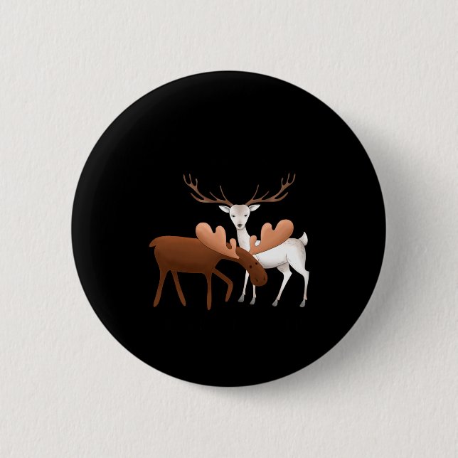 Macaron Rond 5 Cm Merry Christmoose Happy New Deer T Shirt  (Devant)