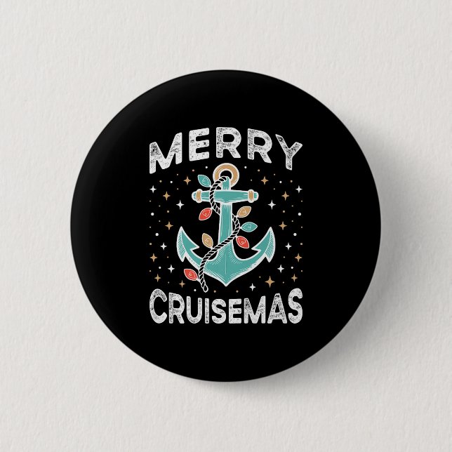 Macaron Rond 5 Cm Merry Cruise-mas Matching Family Christmas Cruise  (Devant)