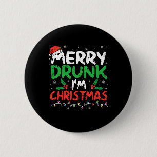 Macaron Rond 5 Cm Merry Drunk Je suis Noël Drôle Père Noël Joke Xmas
