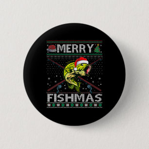 Macaron Rond 5 Cm Merry Fishmas By Fish Fishing Christmas Ugly Swea
