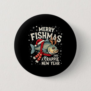 Macaron Rond 5 Cm Merry Fishmas Et Une Crappie Nouvel An Drôle Pêche