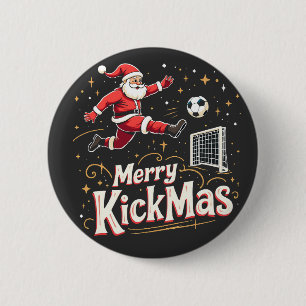 Macaron Rond 5 Cm Merry Kickmas Funny Santa Claus Amateurs de footba