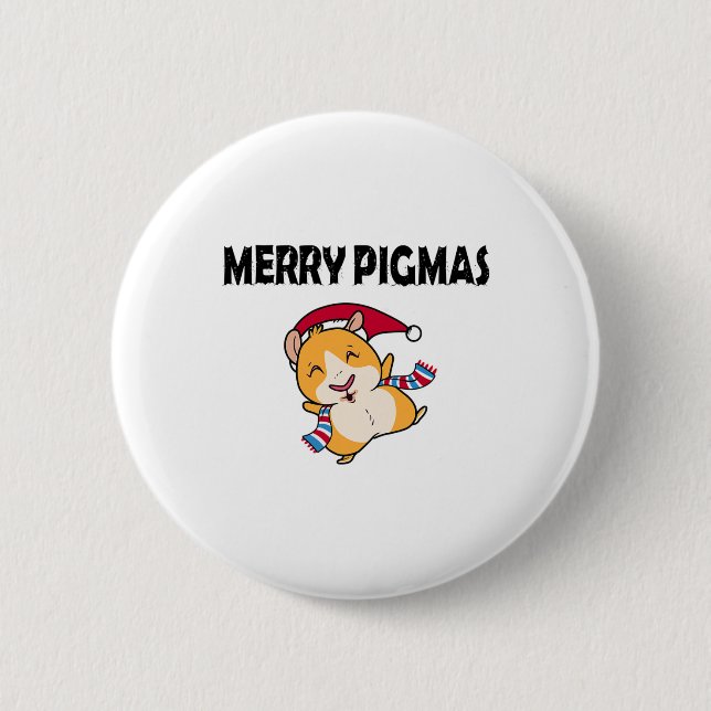 Macaron Rond 5 Cm Merry Pigmas Face Mask Funny Guinea Pig Christmas  (Devant)