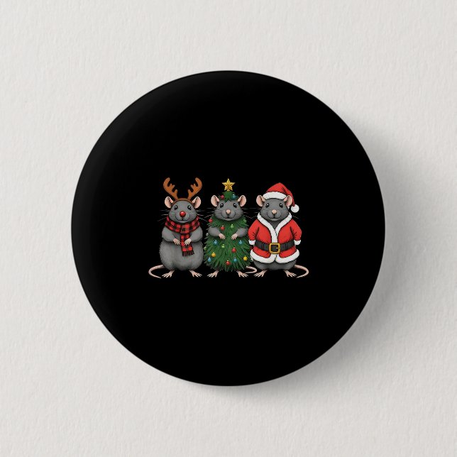 Macaron Rond 5 Cm Merry Ratmas Christmas Santa Rat Mouse Lover Anima (Devant)