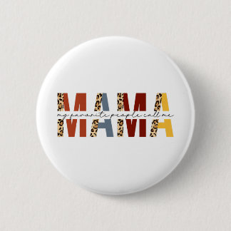 Macaron Rond 5 Cm Mes Gens Préférés M'Appelent Mama Leopard Boho