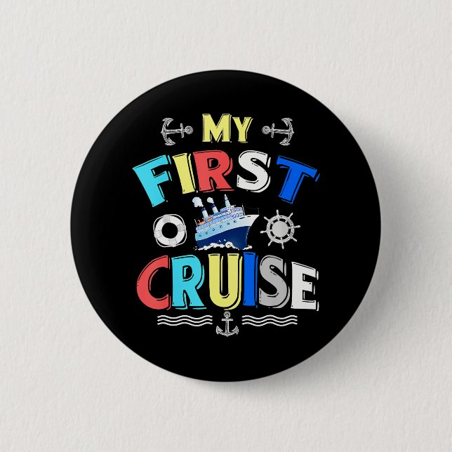Macaron Rond 5 Cm Mes premières croisières filles et garçons Voyageu (Devant)