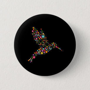 Macaron Rond 5 Cm Message caché subtil anti-Trump colibri floral