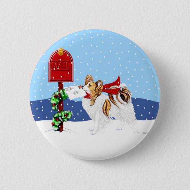 Macaron Rond 5 Cm Message de Noël Sable Papillon (Devant)