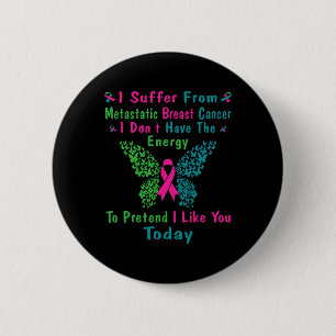 Macaron Rond 5 Cm Metastatic Breast Cancer Awareness Ribbon Warrier