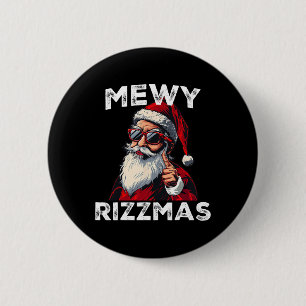 Macaron Rond 5 Cm Mewy Rizzmas Drôle Santa Miaulant Blague Rizz Homm