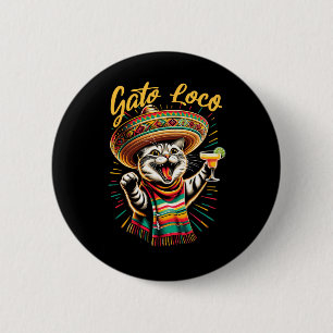 Macaron Rond 5 Cm Mexicaine Gato Loco Sombrero Cat Cinco De Mayo Drô