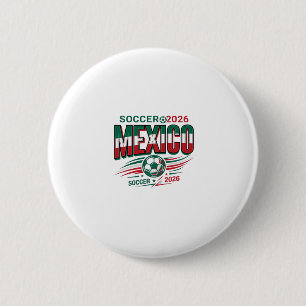 Macaron Rond 5 Cm Mexique Football 2026 Football Gras Pays Typograph
