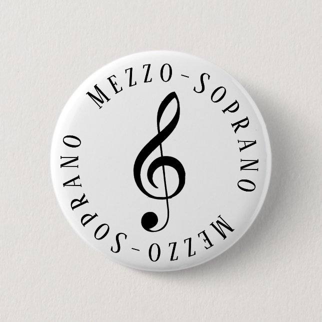 Macaron Rond 5 Cm Mezzo-Soprano Chanteur Bouton Clé Treble (Devant)