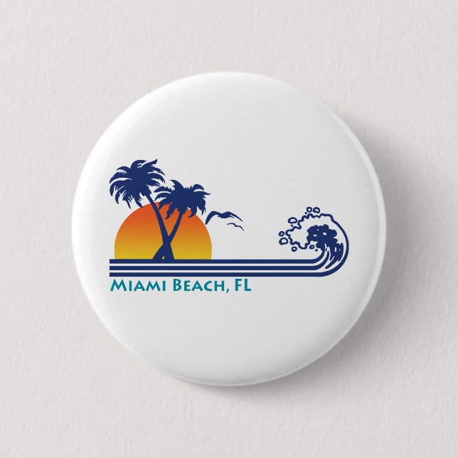 Macaron Rond 5 Cm Miami Beach (Devant)