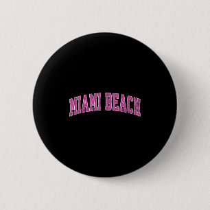 Macaron Rond 5 Cm Miami Beach Floride Fl Sport Vintage Design rose