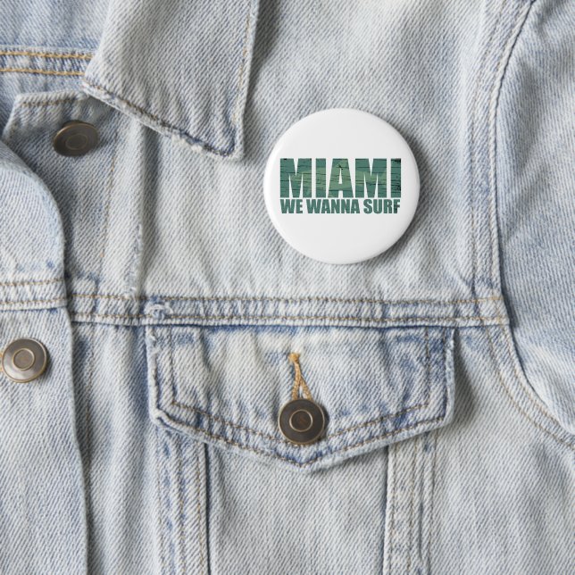 Macaron Rond 5 Cm Miami ville Floride bleu (En situation)