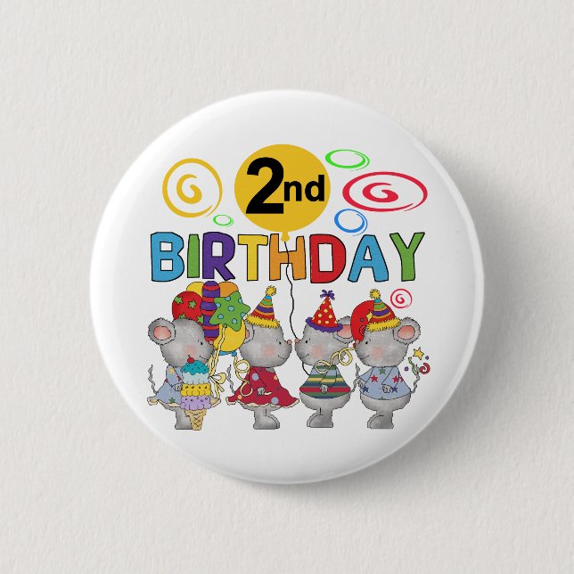 Macaron Rond 5 Cm Mice 2e anniversaire T-shirts et cadeaux (Devant)