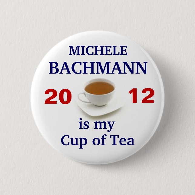 Macaron Rond 5 Cm Michele Bachmann est ma tasse de thé (Devant)