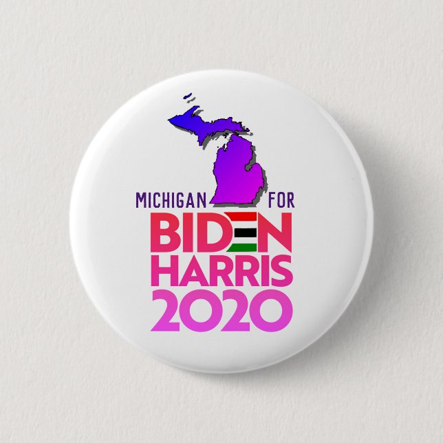 Macaron Rond 5 Cm Michigan pour Biden Harris 2020 (Devant)