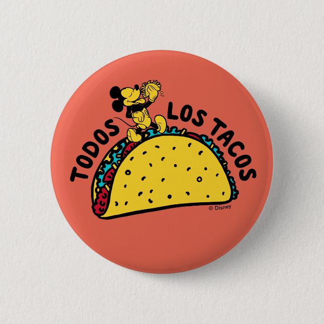 Macaron Rond 5 Cm Mickey Mouse Tous les Tacos Panneau (Devant)