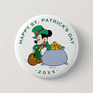 Macaron Rond 5 Cm Mickey Pot Souris Or   Saint Patrick's Day