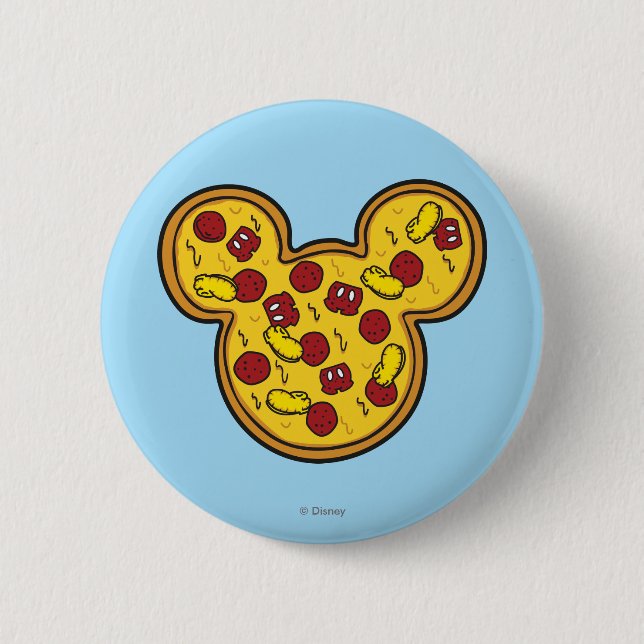 Macaron Rond 5 Cm Mickey tendance | Pizza en forme de tête (Devant)