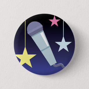 Macaron Rond 5 Cm microphone de chanteur et conception d'étoiles