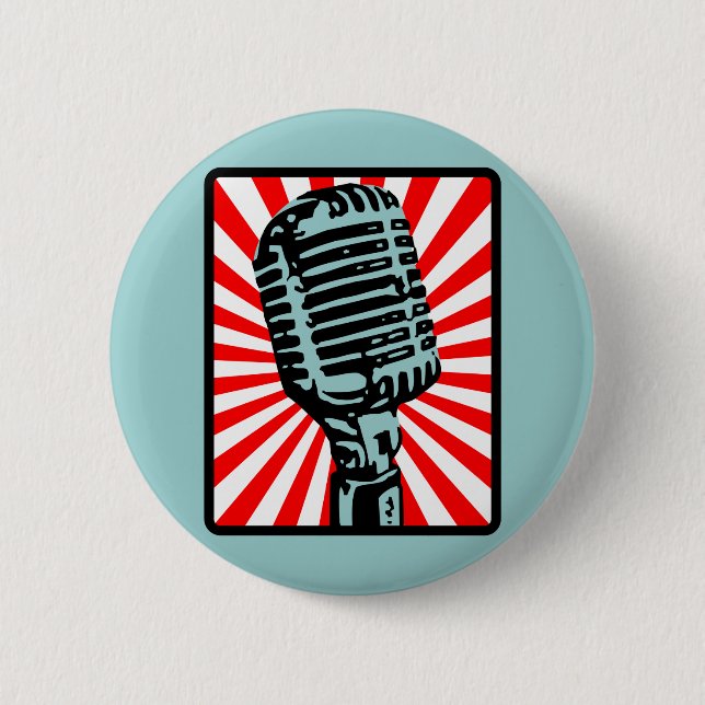 Macaron Rond 5 Cm Microphone de cru de Shure 55S (Devant)