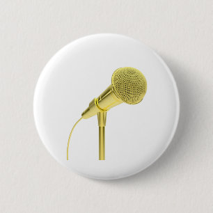 Macaron Rond 5 Cm Microphone d'or