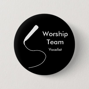 Macaron Rond 5 Cm MicrophoneWhite, chanteur, WorshipTeam