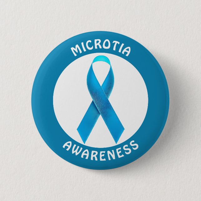Macaron Rond 5 Cm Microtia Blue Awareness Ribbon (Devant)