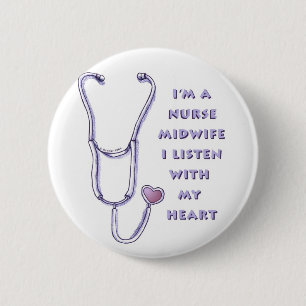 Macaron Rond 5 Cm Midwife Nurse Heart custom