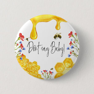 Macaron Rond 5 Cm Miel jaune Bee Floral Ne pas dire Baby shower jeu