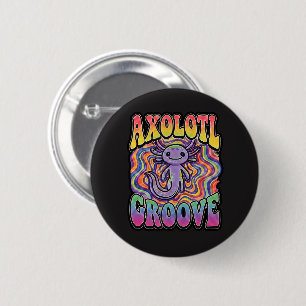 Macaron Rond 5 Cm Mignon Axolotl Hippie Groovy Art Rétro 70s Arc-en-