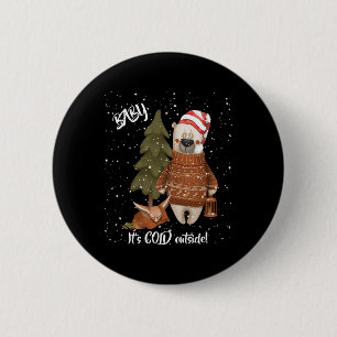 Macaron Rond 5 Cm Mignon bébé il fait froid dehors ours et renard T