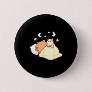 Macaron Rond 5 Cm Mignon Capybara Kawaii Pyjama Dodo Sleepybara Chat