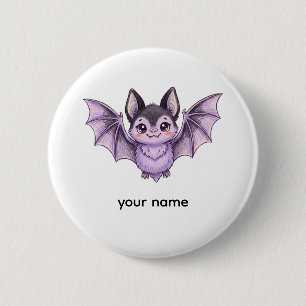 Macaron Rond 5 Cm Mignon Chauve-Souris Violette Illustration au Cray