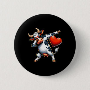 Macaron Rond 5 Cm Mignon Drôle Cool Vache Dabbing Cœur Saint-Valenti